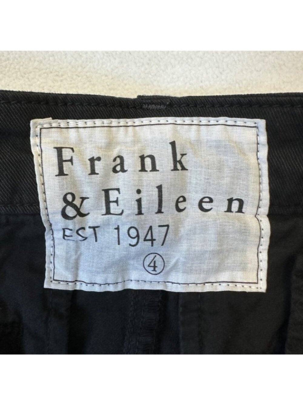 Frank & Eileen Womens Wicklow Cropped Chino Pants Black Frayed Hem Size 4 - Picture 3 of 12